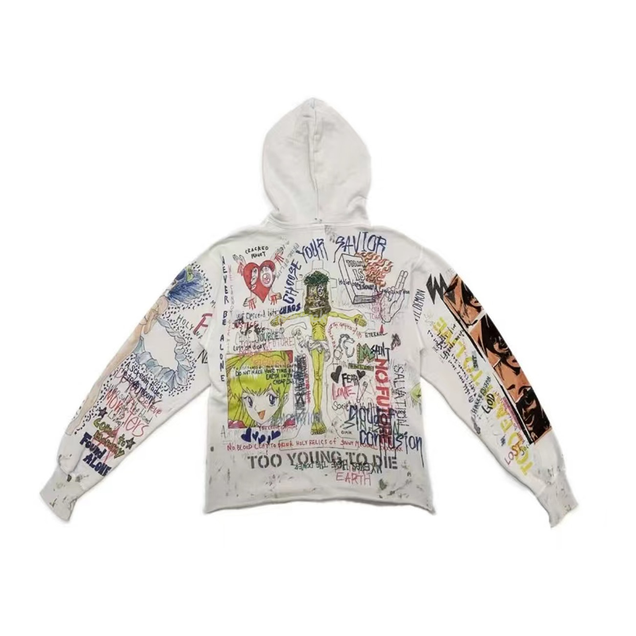 Saint Michael Graff Pullover Hoodie Murakami Takashi Graffiti Loose Hooded Sweatshirt Ins S Xl (4) - newkick.cc